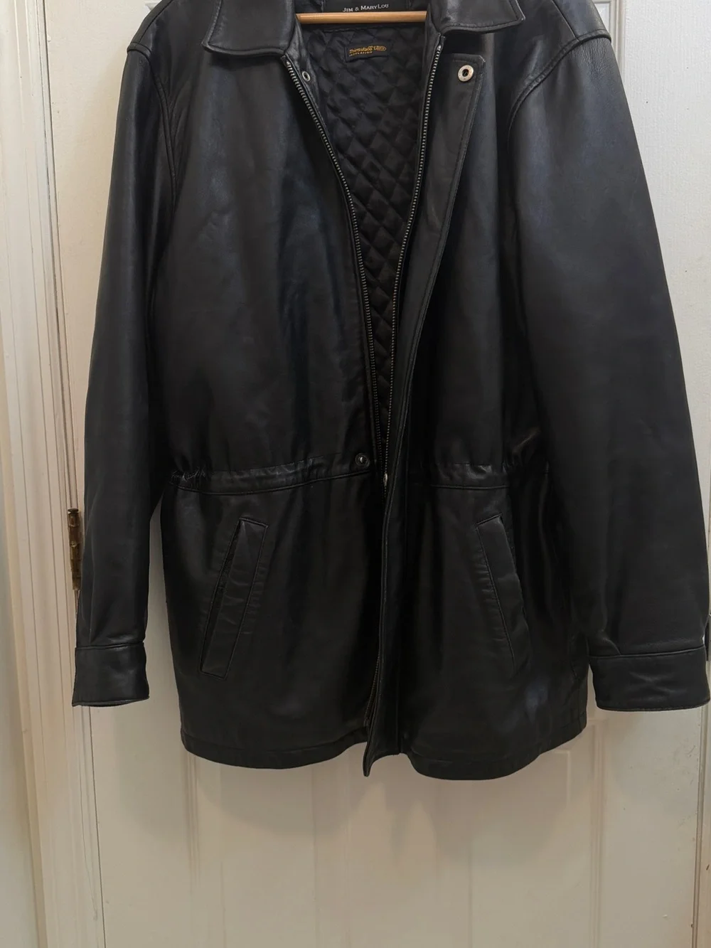 Men's Black Leather Quilted-Liner Jacket